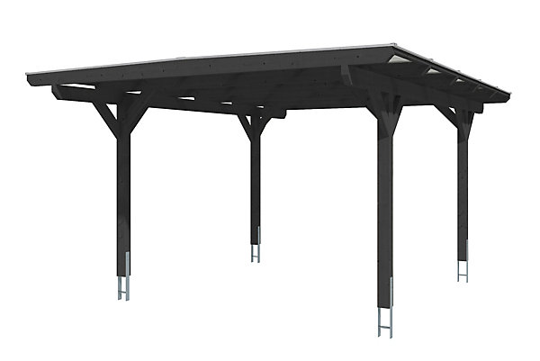 Carport SKAN HOLZ Odenwald 428x541cm, bois lamellé-collé, traitement coloré anthracite