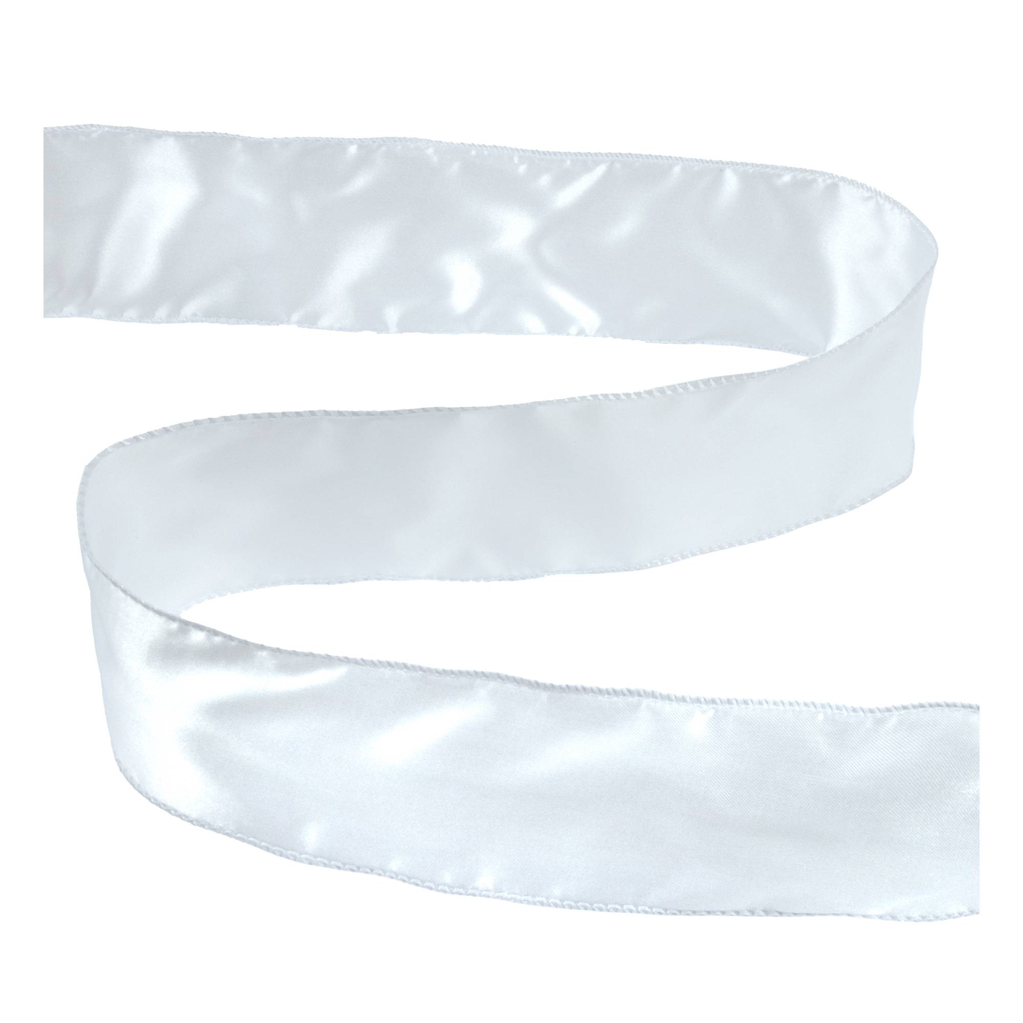 White Wire Edge Satin Ribbon 63mm x 3m