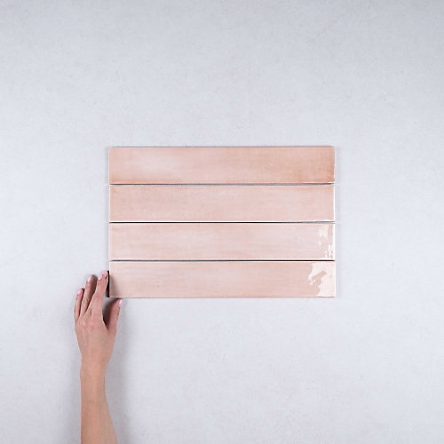 Faïence Effet Zellige Rose Clair MANACOR 6,5x40 blush pink - Les Carreaux de Jean