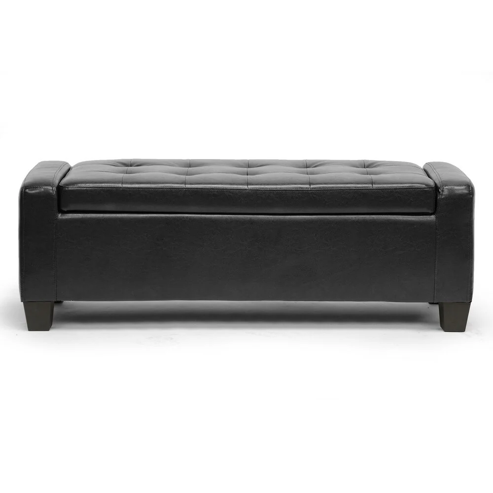 Baxton Studio Biondello Leather Storage Ottoman
