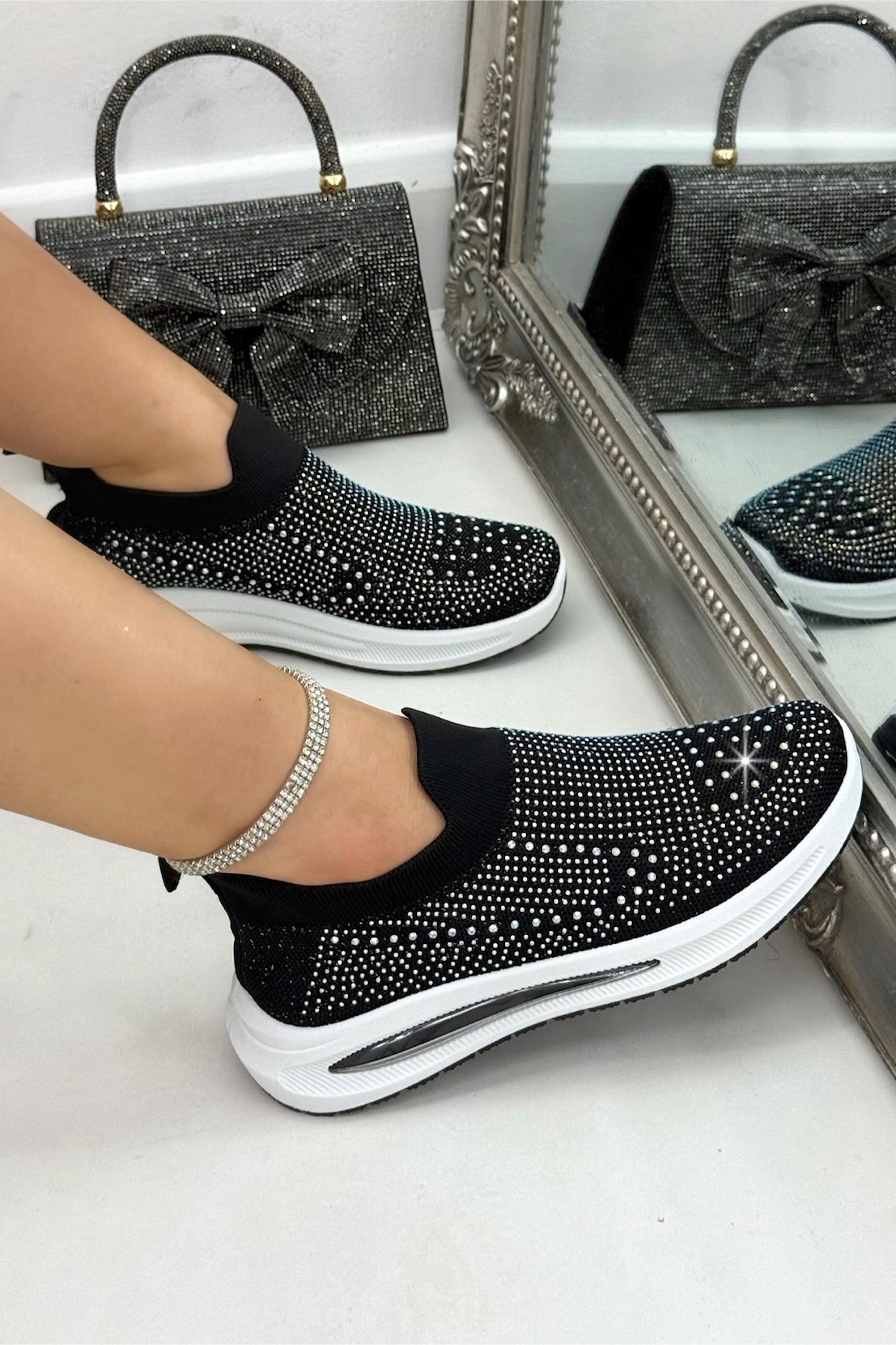 Love Lemonade Crystal Comfort Aura Stretch Sock Slip On Trainers