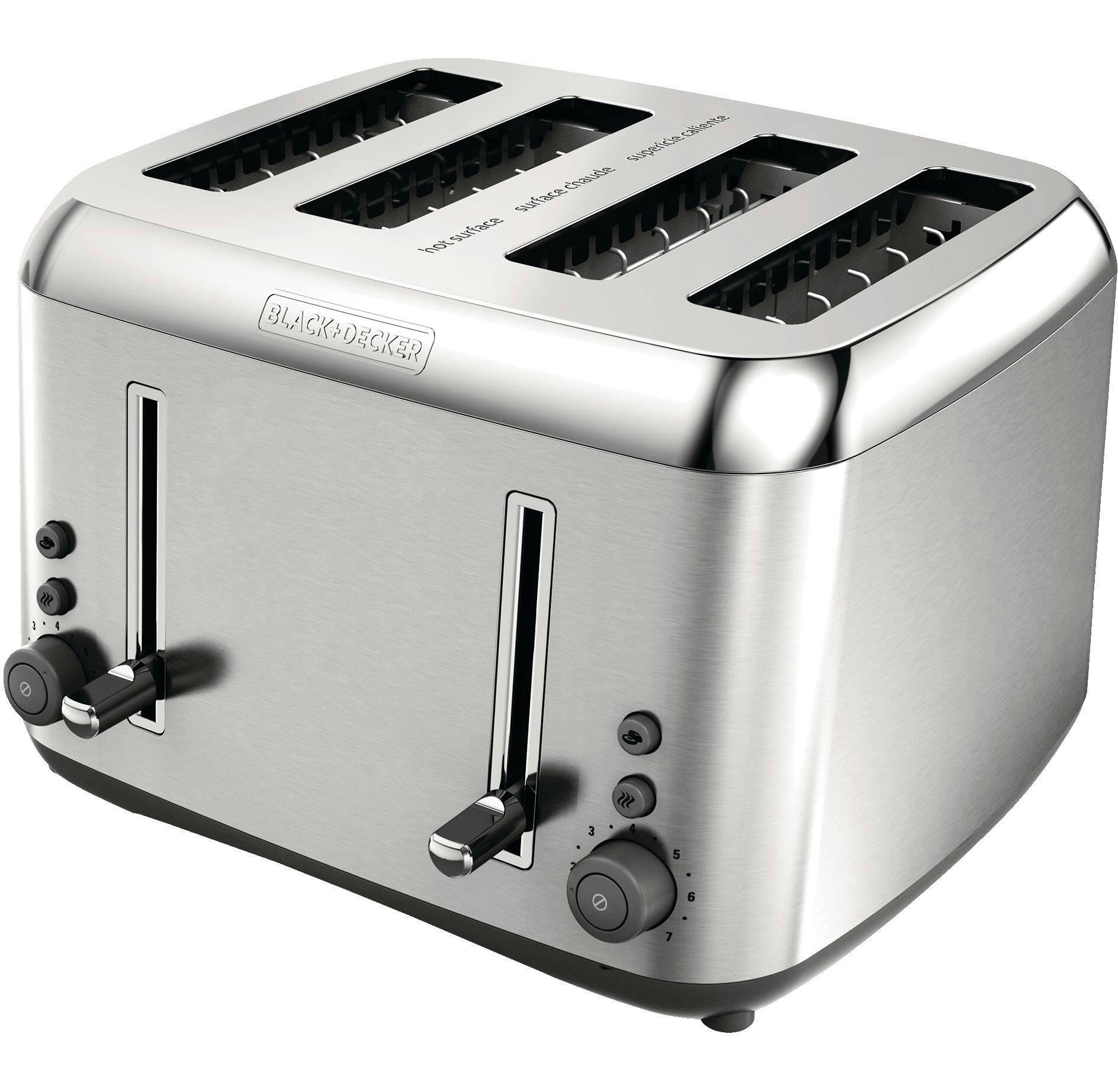 Black & Decker Kitchen Tools® Extra Wide Slots Toaster w/ 7 Settings, Stainless Steel, 4-Slices