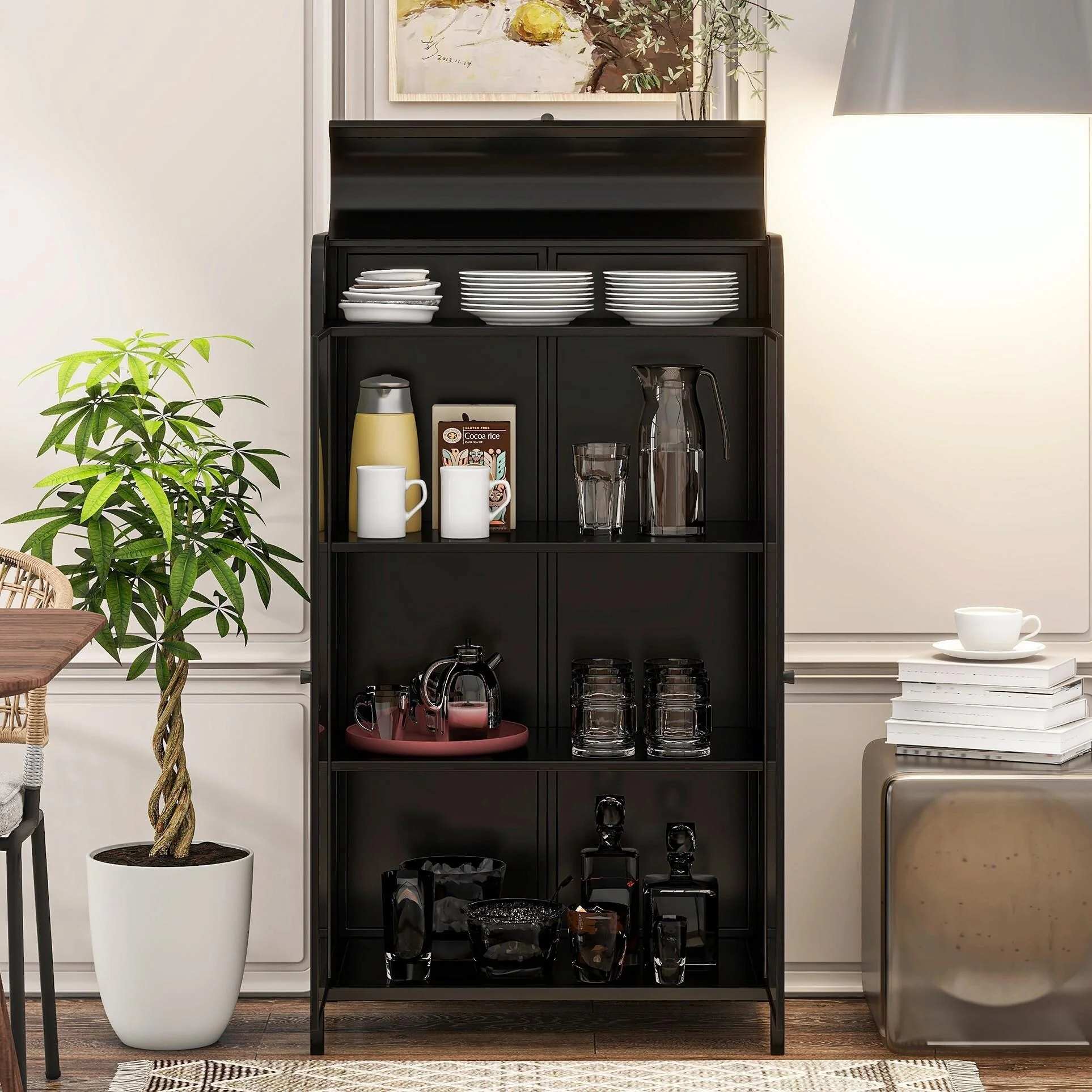 Industrial Glass Cabinet - Steel Frame, Magnetic Doors, Adjustable Feet