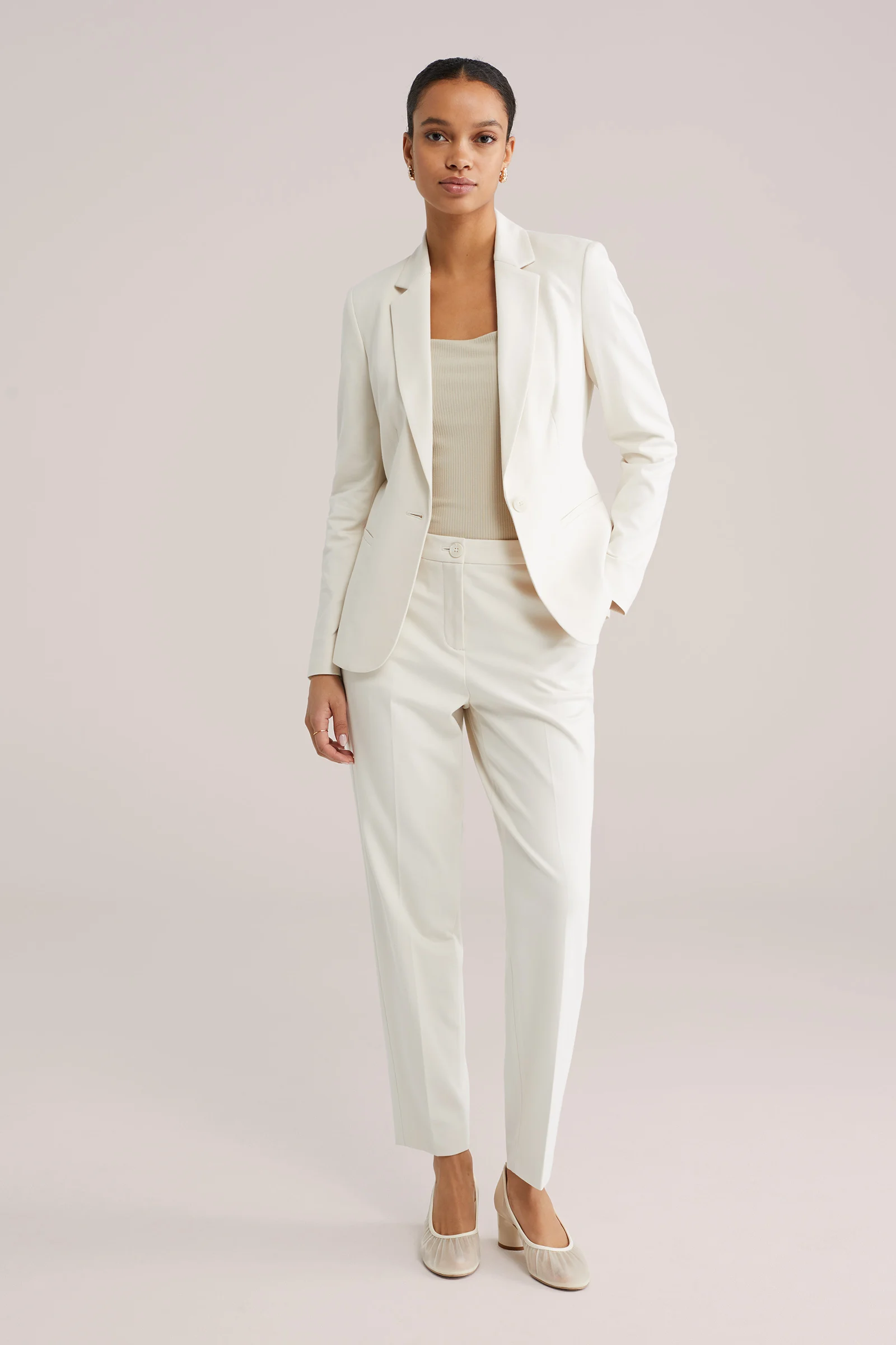 Dames getailleerde jersey blazer met stretch