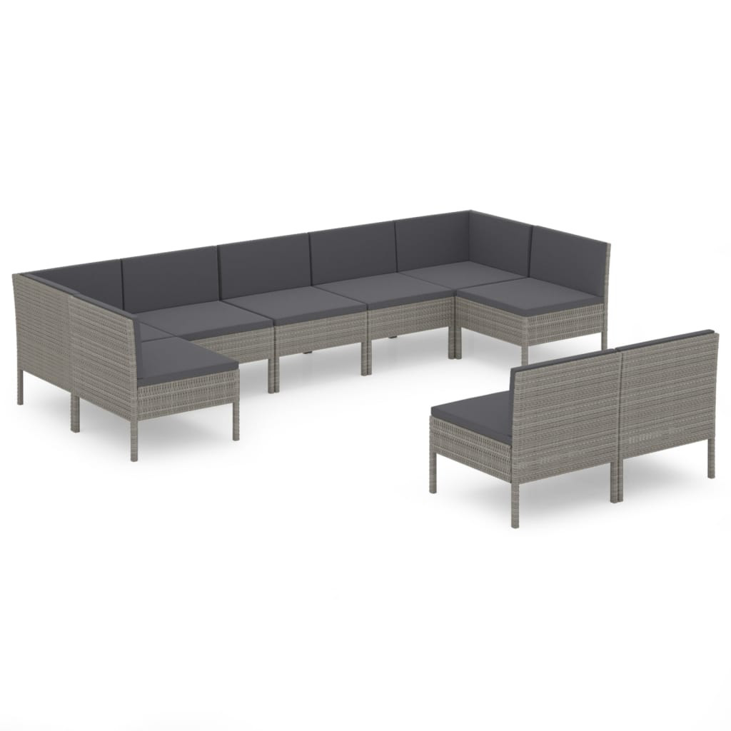 Zestaw wypoczynkowy do ogrodu Szary Technorattan 2x narożna   7x sofa