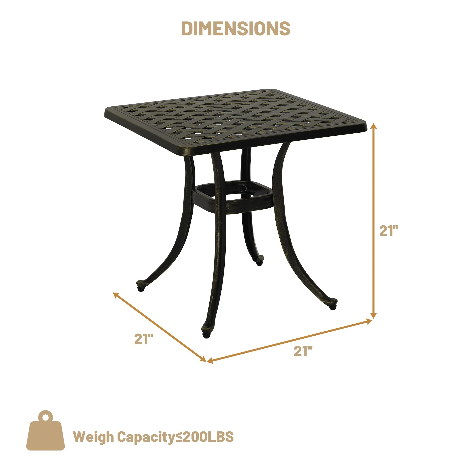 Clihome 21 Cast Aluminum Patio Side Table in Bronze
