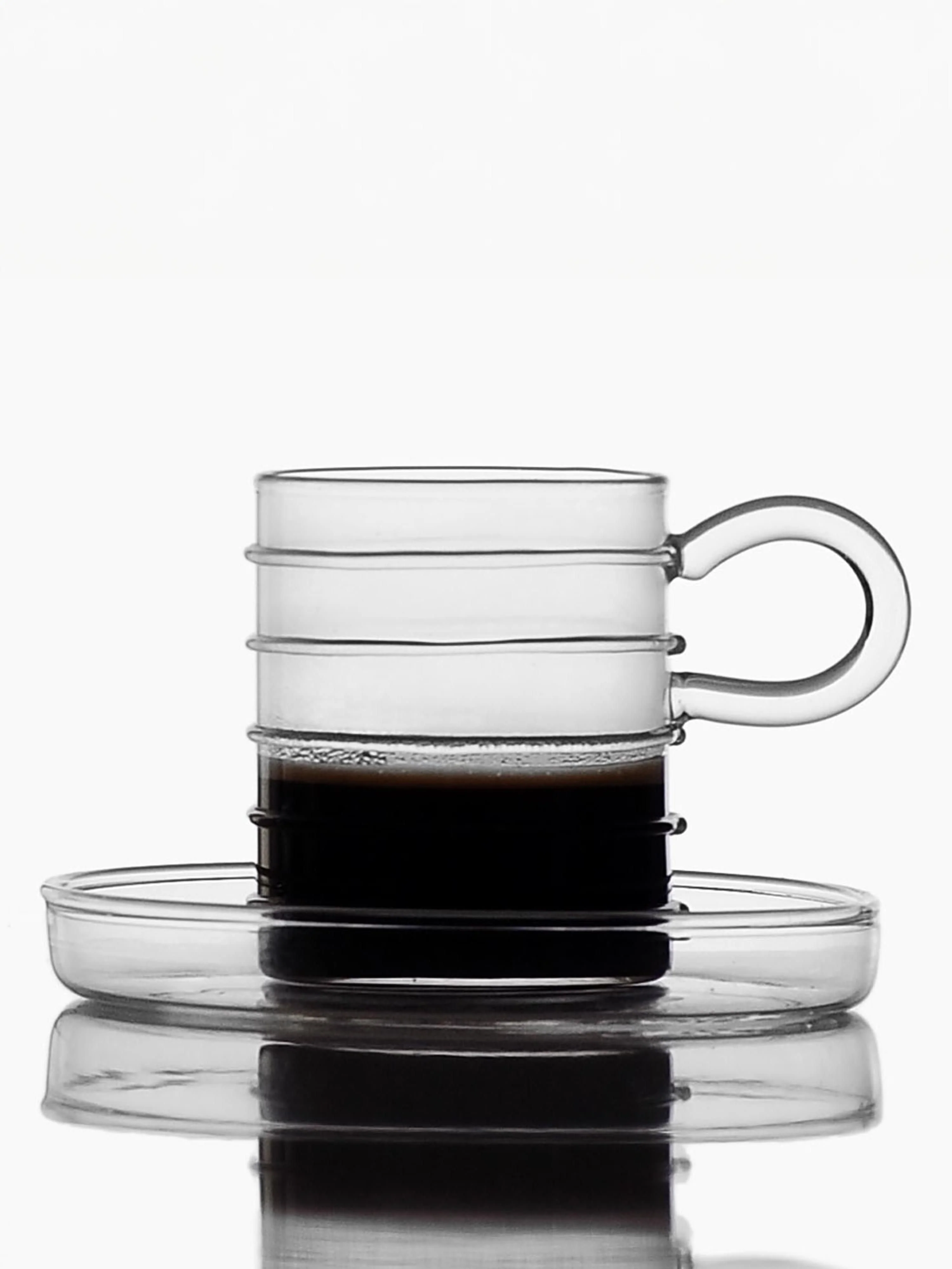 Handgefertigte Espressotassen Deco' Clear aus Borosilikatglas, 6er-Set