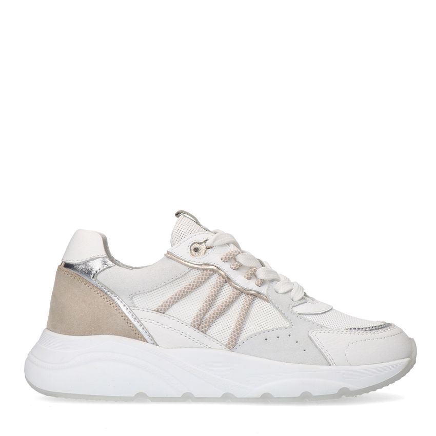 Manfield Witte leren sneakers