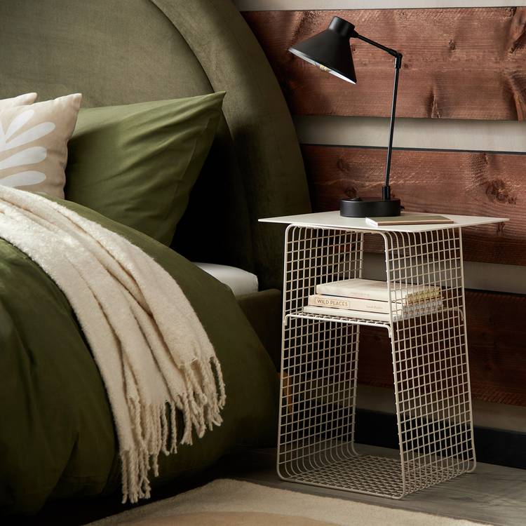 Habitat Cal Metal Bedside Table - Grey