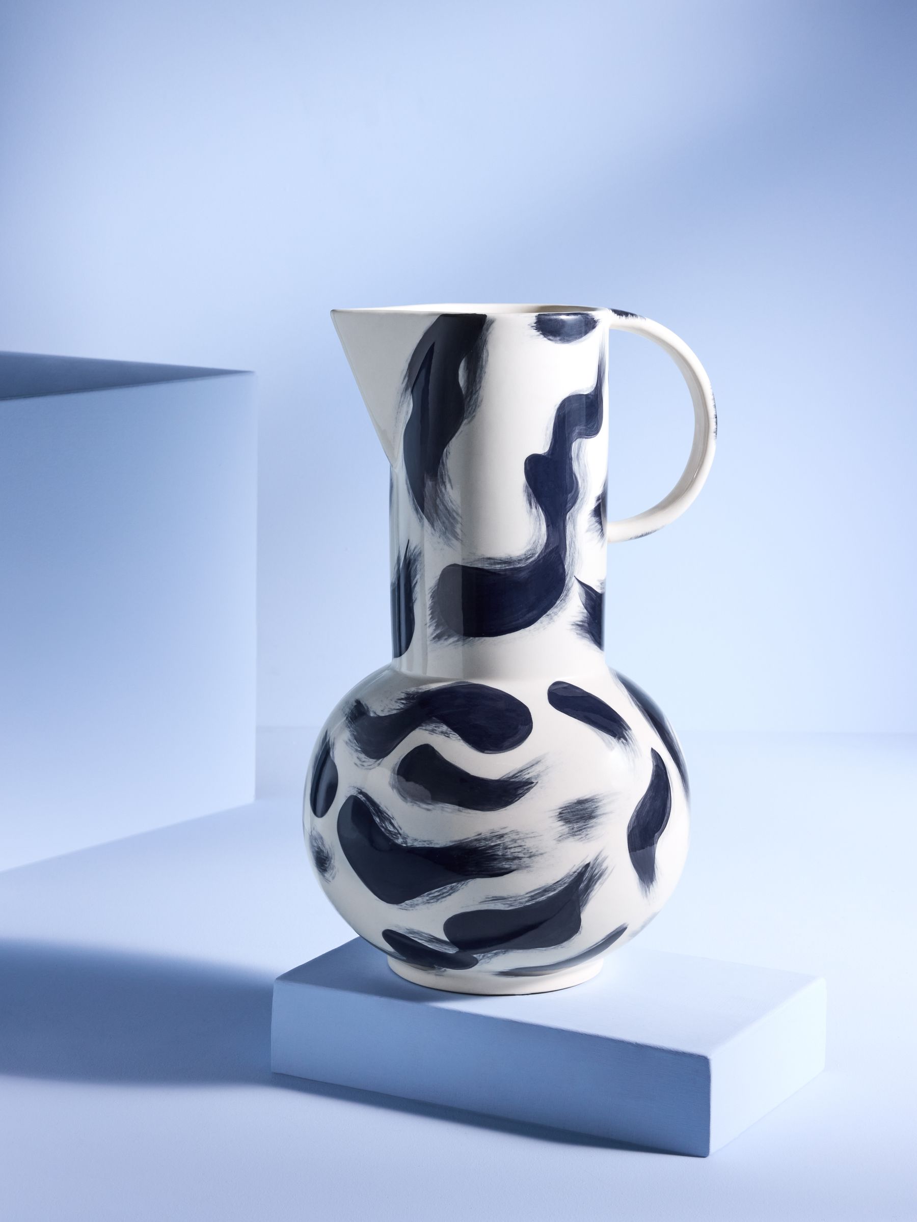 Alaina Vase Jug in Navy Hand Painted