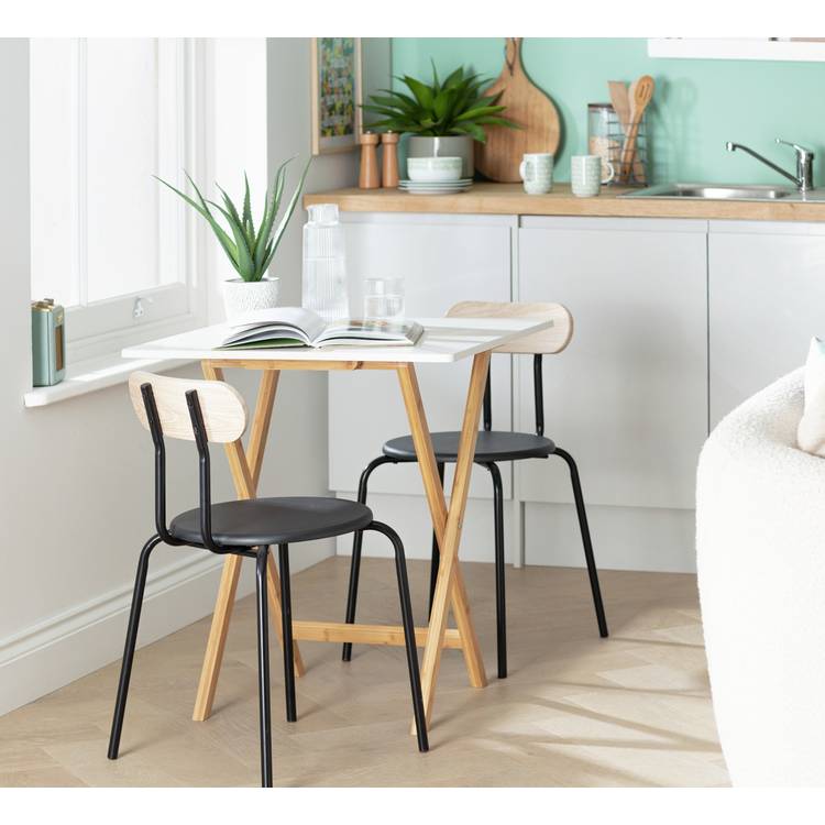 Habitat Drew Folding Bamboo 2 Seater Table - White