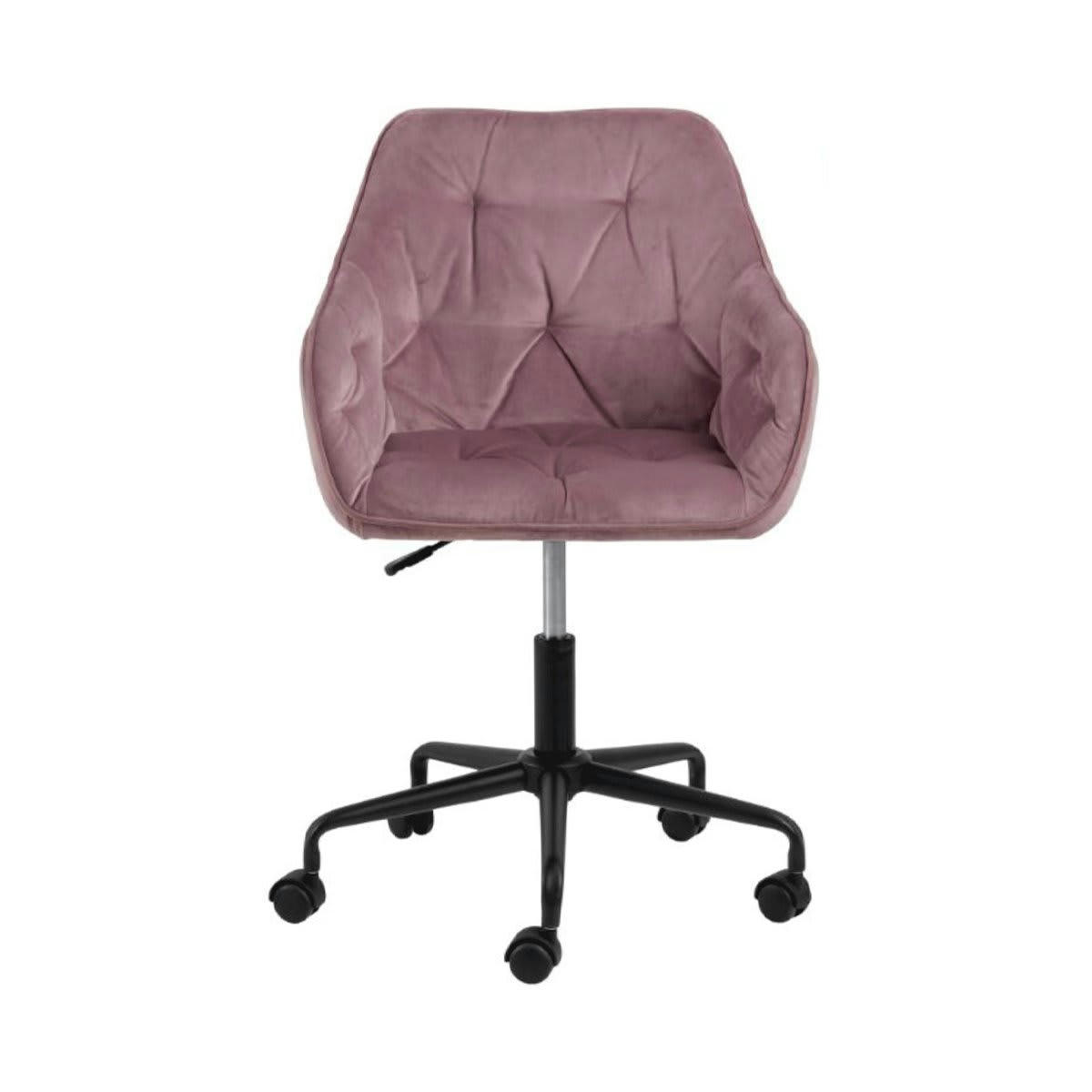 BROKEN - Chaise de bureau confortable avec accoudoirs en velours rose