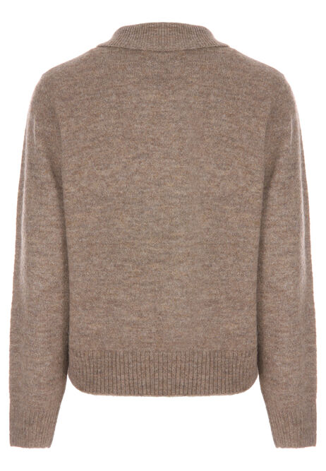 Womens Camel Collar Cardigan