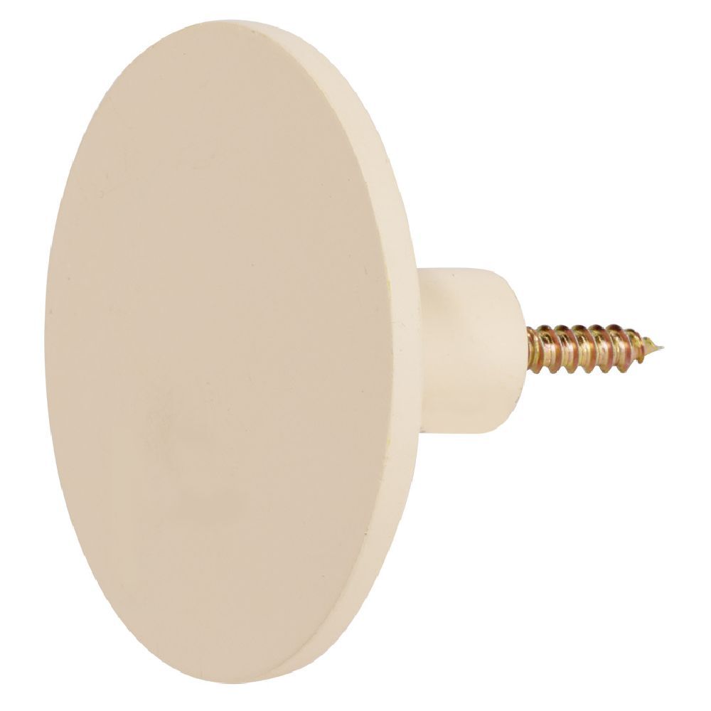 Patère murale ronde beige polyrésine Ø8cm
