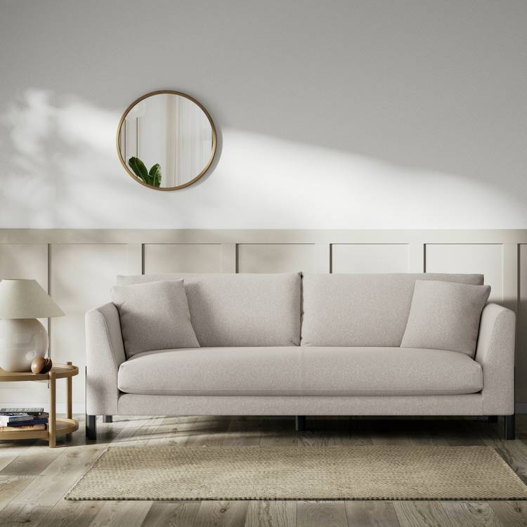 Habitat Aston Fabric 4 Seater Sofa - Stone - Black Leg