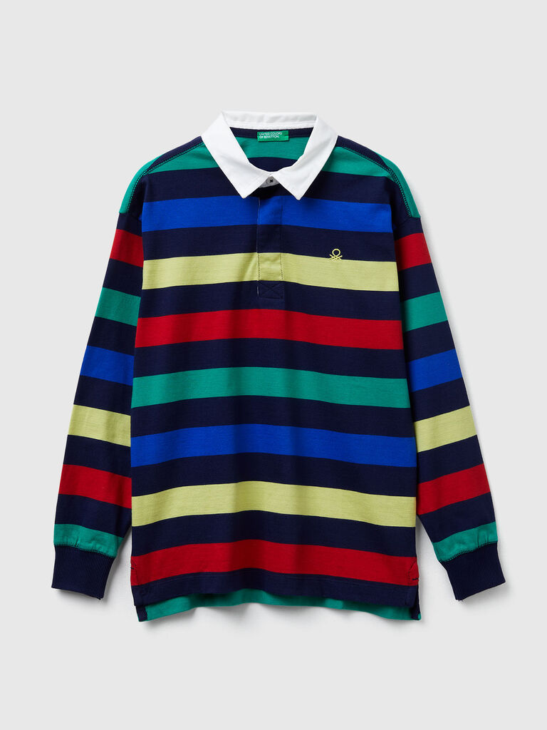 Striped cotton polo