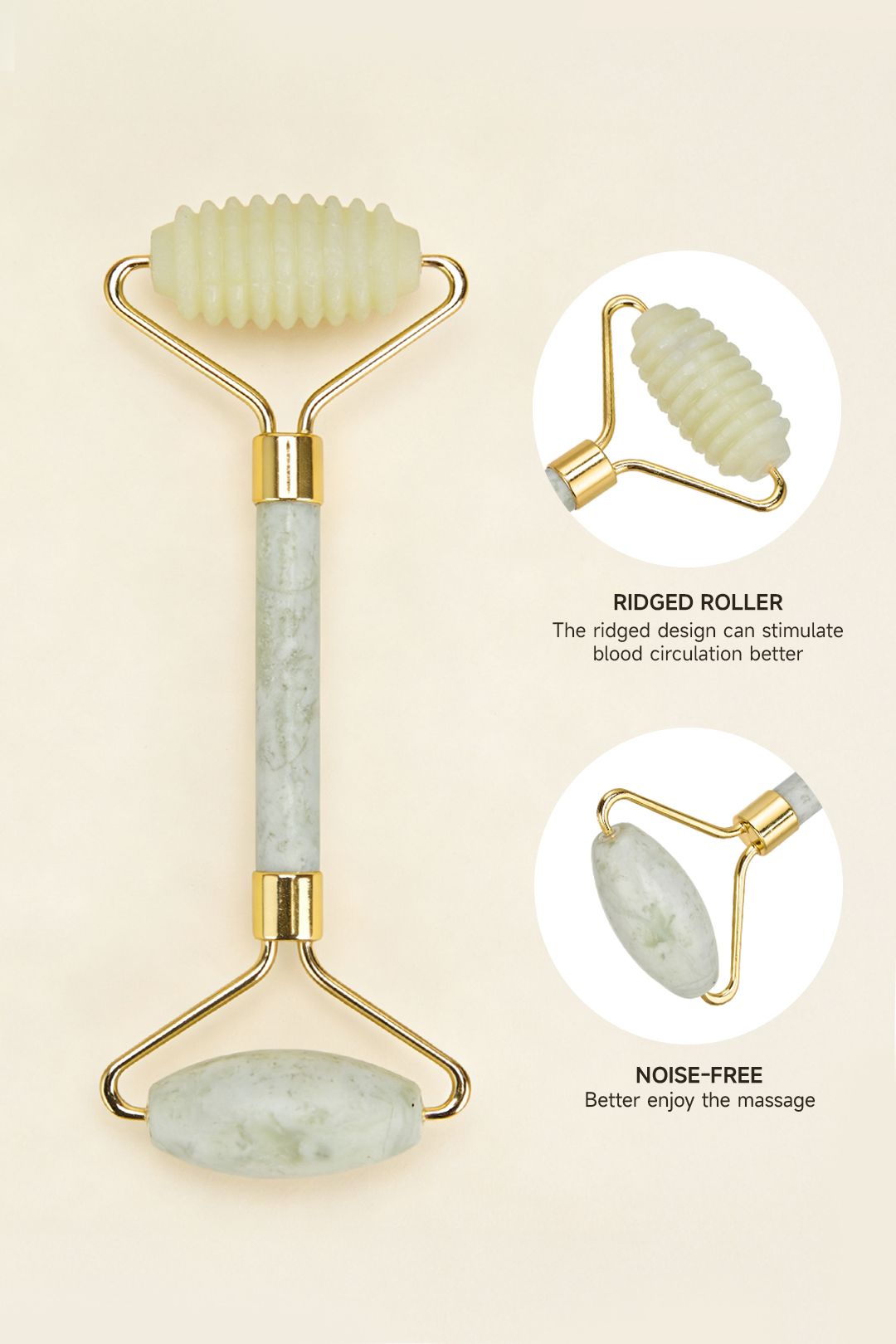 SHEONLY 3 Piece Portable Jade Facial Massage Set with Gua Sha & Jade Rollers