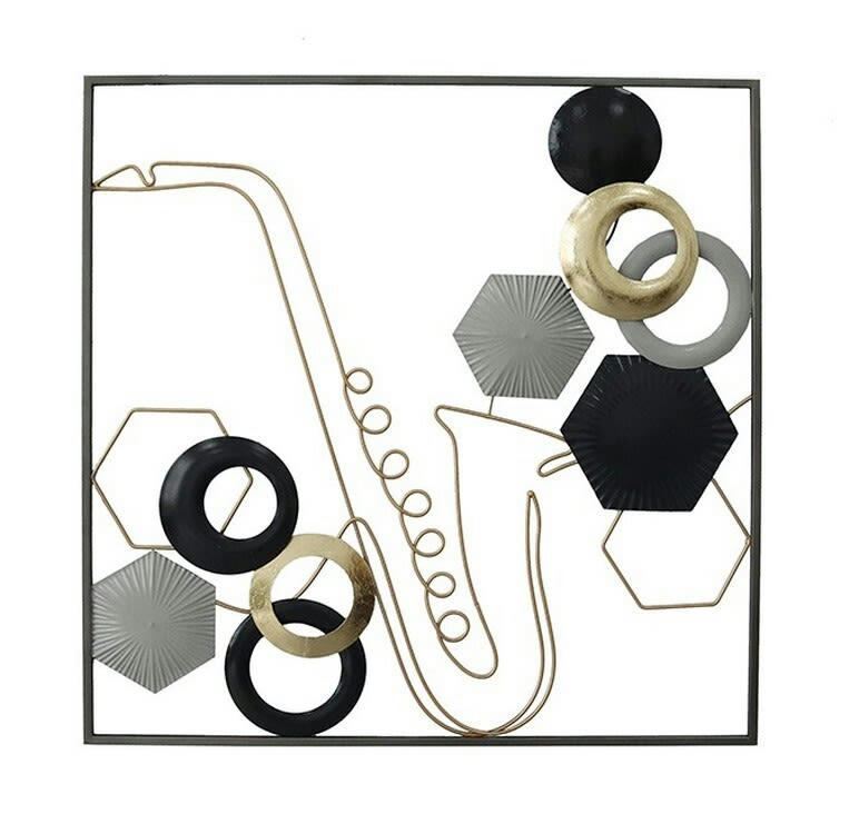 CASSIS - Décoration murale en métal saxophone doré 60x60x2