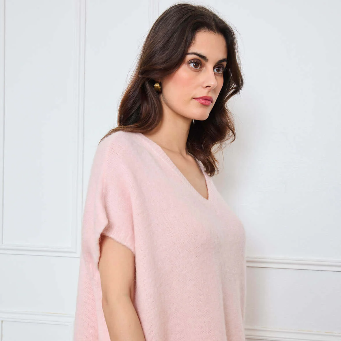 COL V OVERSIZED SANS MANCHES MILIE ROSE CLAIR