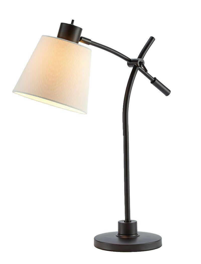 CANVAS Carson White Fabric Shade Adjustable Table Lamp, 24-in, Oil Rubbed Bronze