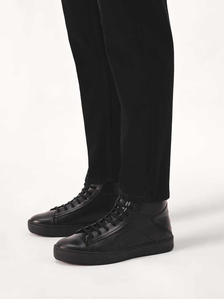 Leather ankle sneakers