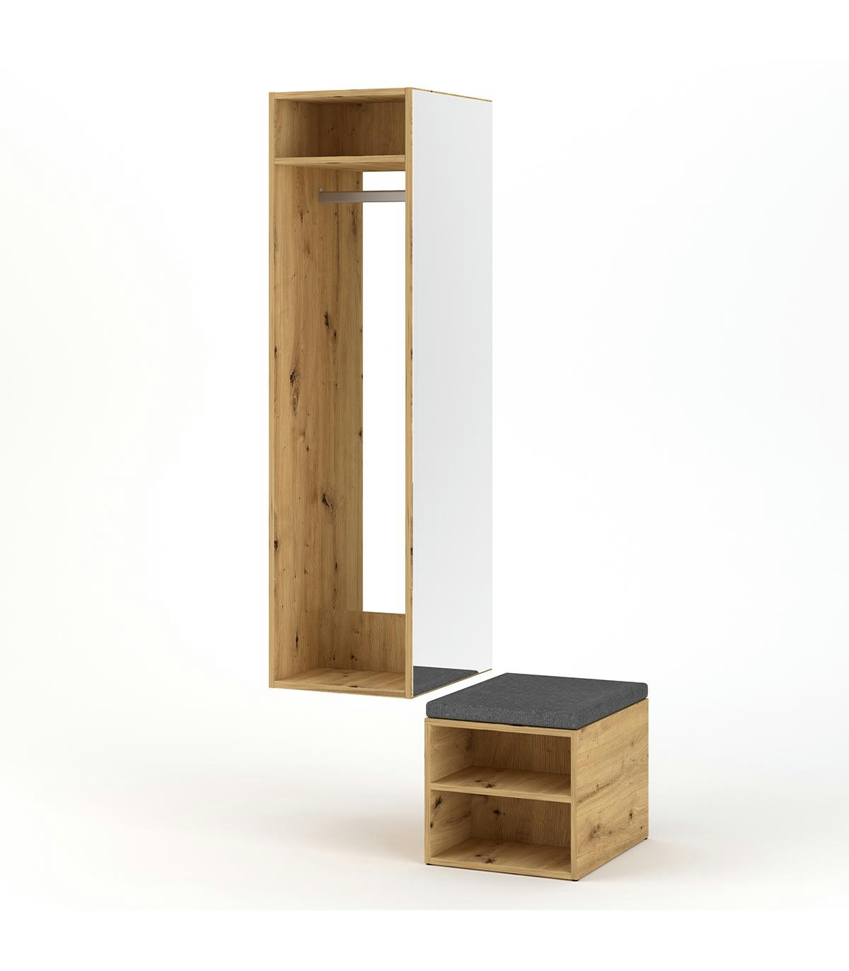 CLEVER - Vestiaire d'Entrée Multifonctions L50 x H150 cm