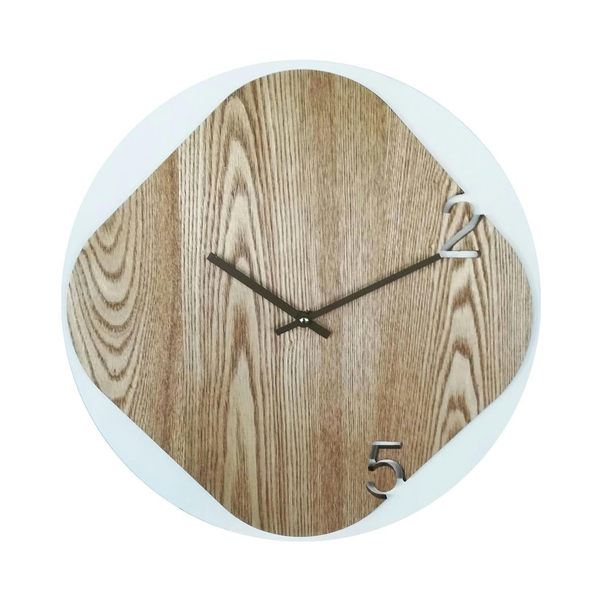 - Horloge murale effet bois superposé blanc et brun ø 40 cm