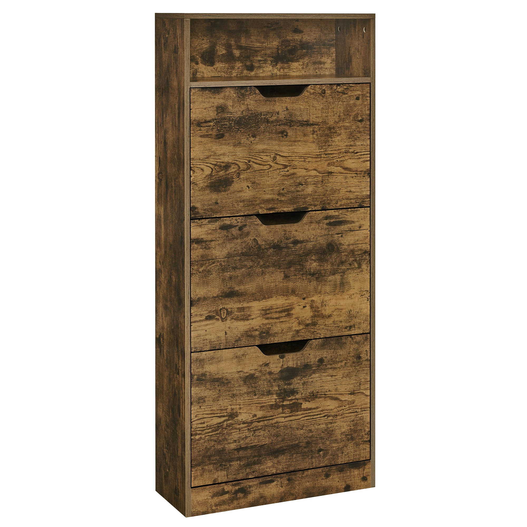 - Meuble à chaussures 3 portes battantes 14 à 18 paires marron rustique