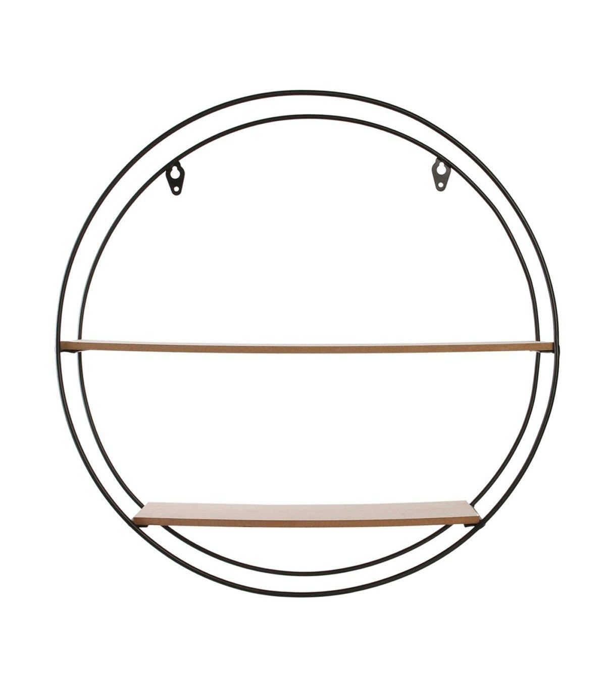 - Étagère murale en métal filaire avec 2 plateaux - Beige et noir