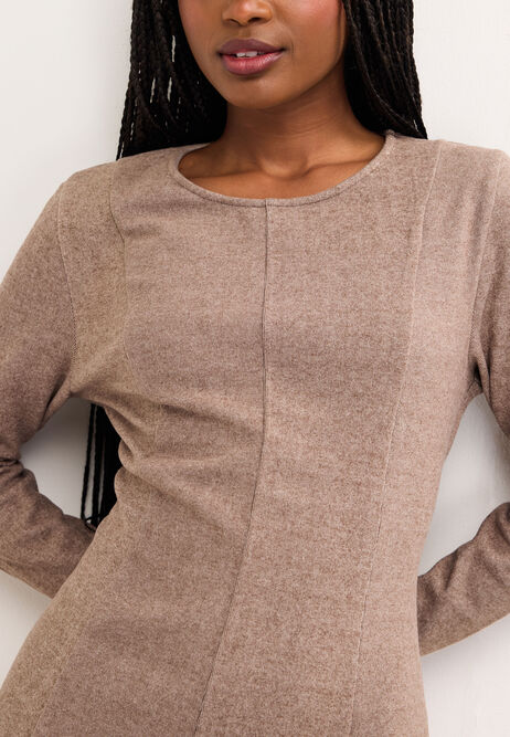 Womens Mocha Fit & Flare Mini Dress