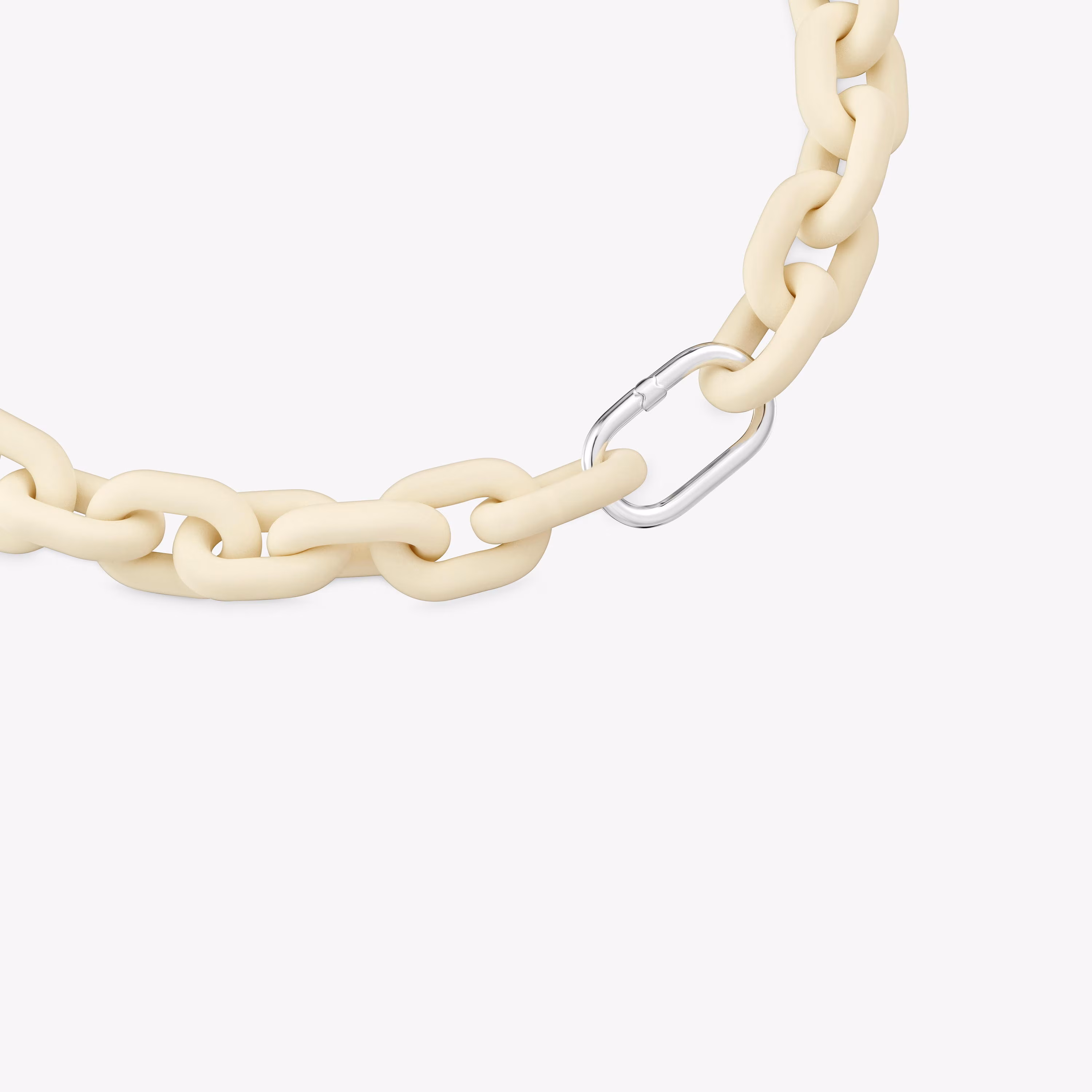 Collar cadena de acetato en color beige y anilla de plata Hold Oval
