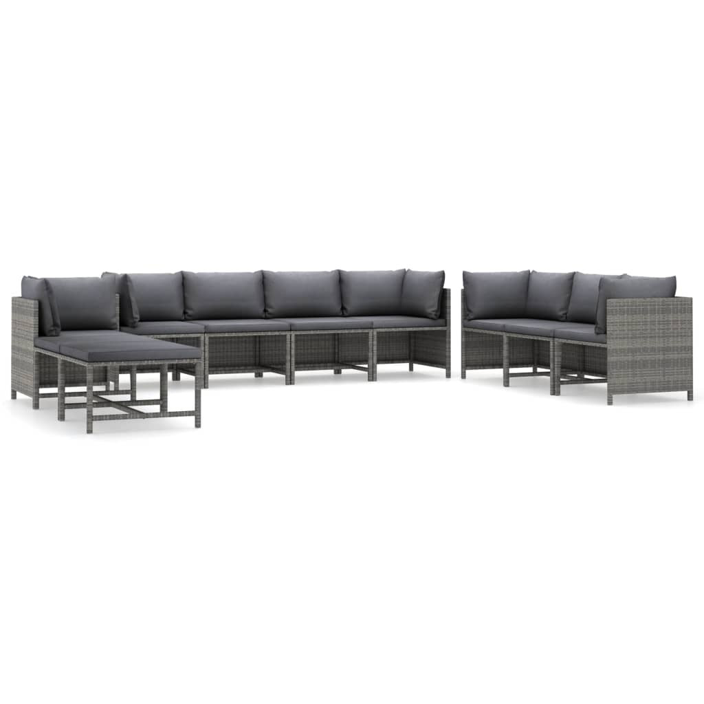 Zestaw wypoczynkowy do ogrodu Szary Technorattan 5x sofa narożna   3x