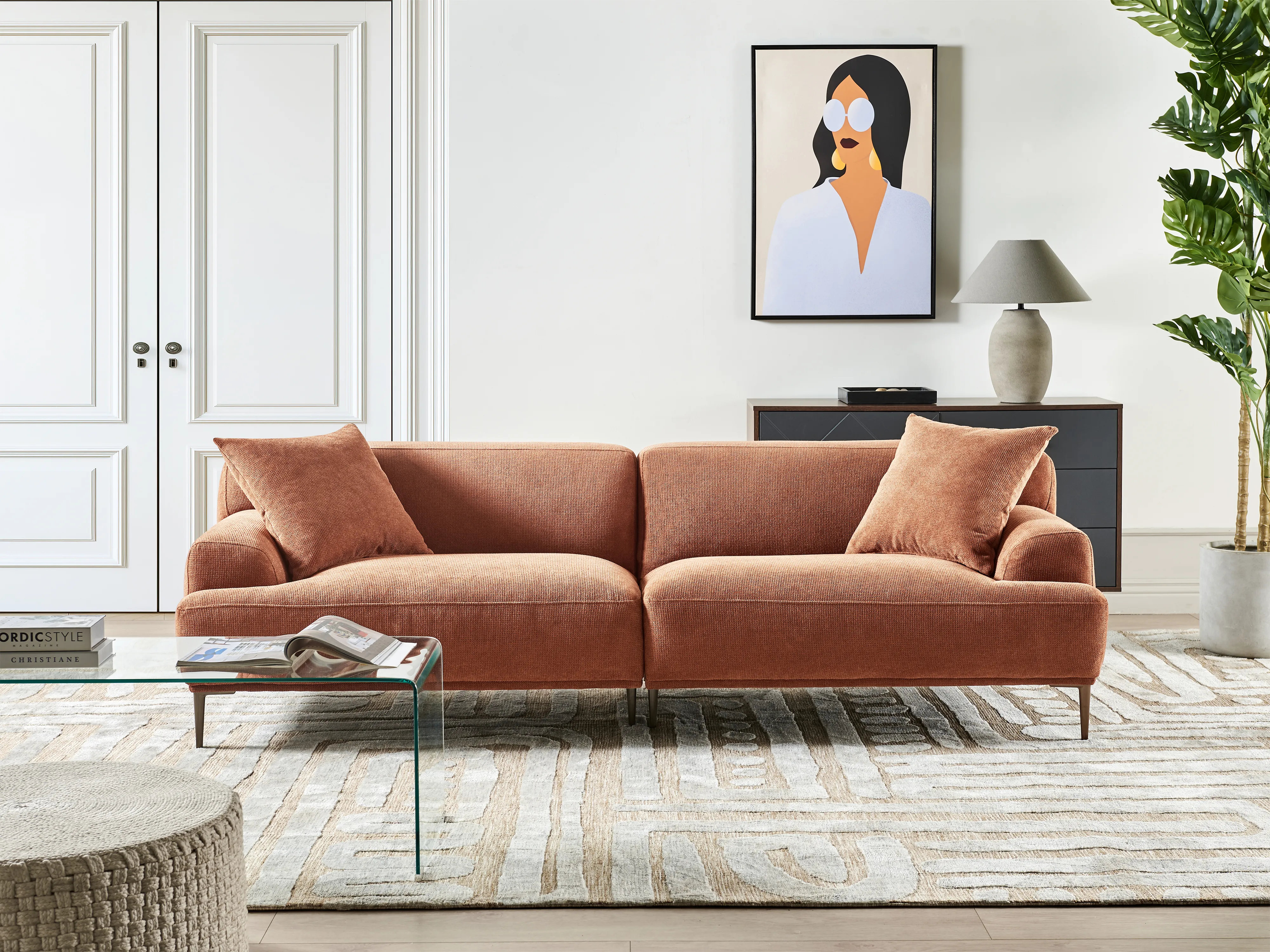 Sofa 3 Seater MATILA Fabric Golden Brown