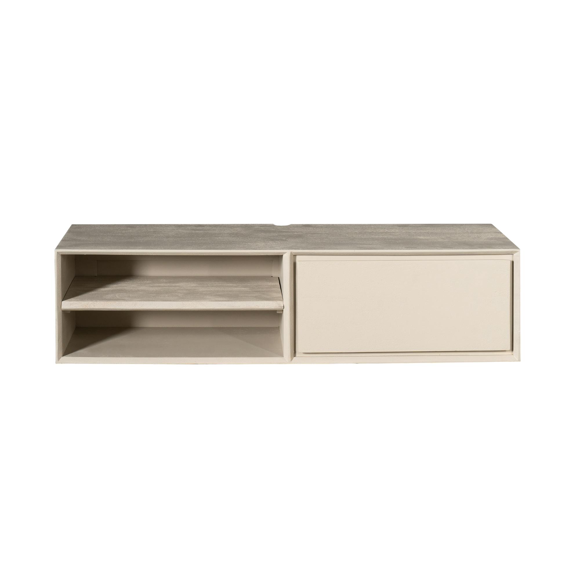 Meuble TV suspendu bois sable 1 tiroir 1 niche AERA