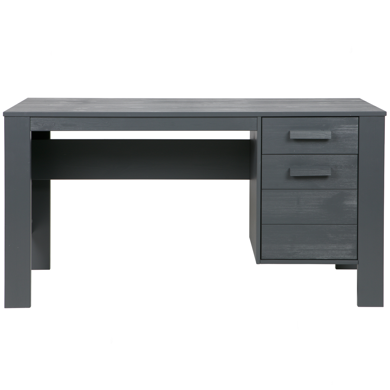 WOOOD bureau Dennis - Grenen Geborsteld - Staal Grijs - 74x141x59