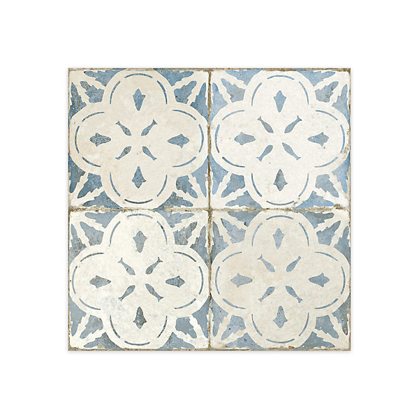 Carrelage Vintage effet Carreau ciment Bleu 45x45x0,95 cm Calenza - Sol et mur intérieur (vendu par carton de 1 m²) - RO'MA CARREL