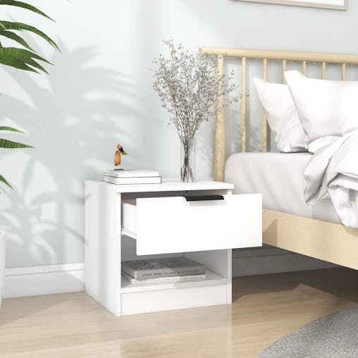NNEVL Bedside Cabinets 2 pcs White Engineered Wood