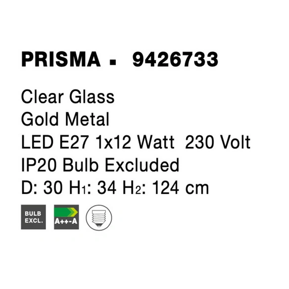 Pendelleuchte »Prisma «, LED, 1-flammig, goldfarben/transparent