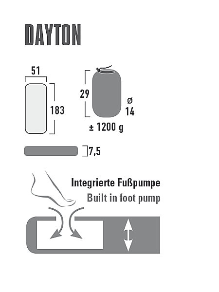 High Peak Dayton, matelas pneumatique gonflable léger avec pompe à pied intégrée