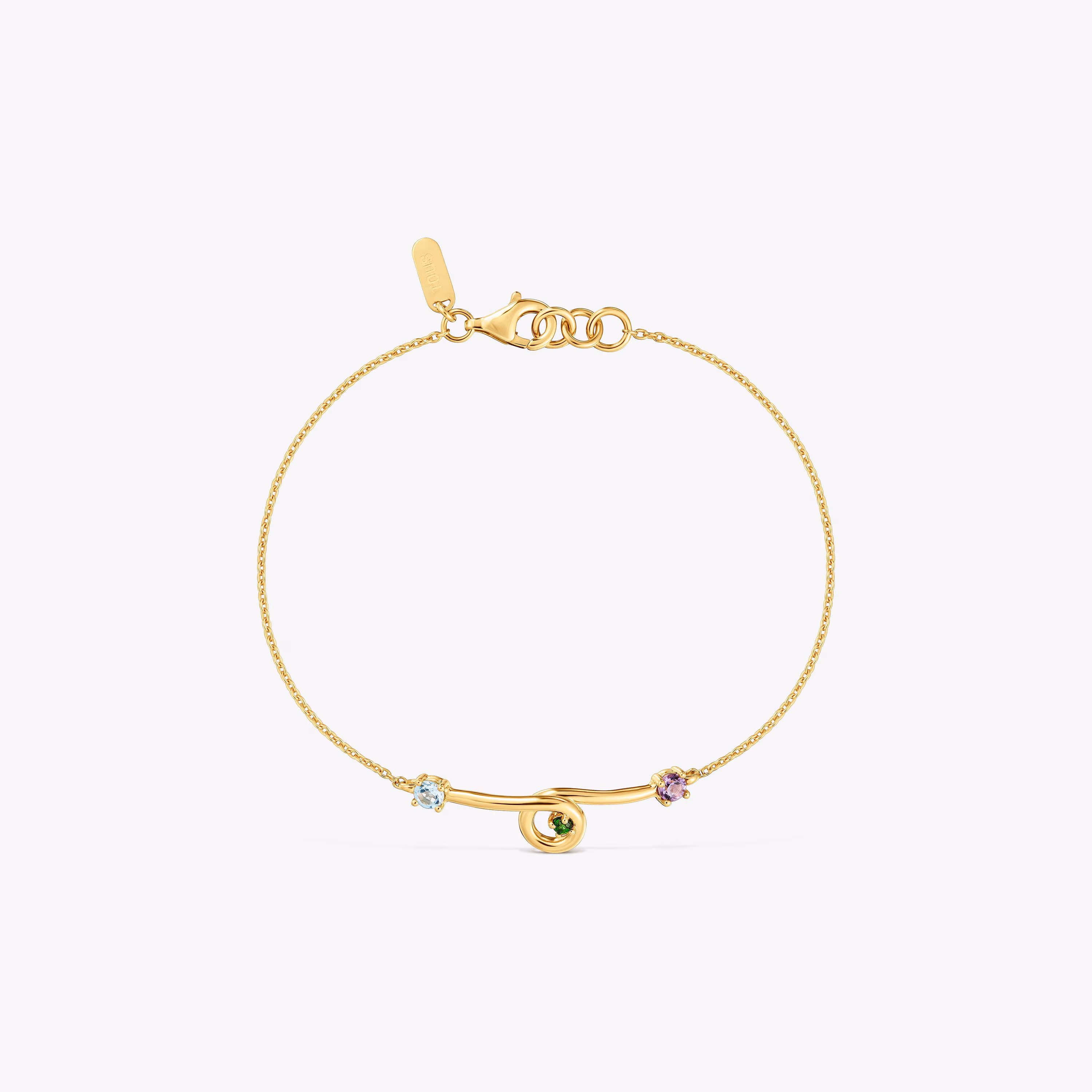 Pulsera cadena con baño de oro 18 kt sobre plata y gemas Lio