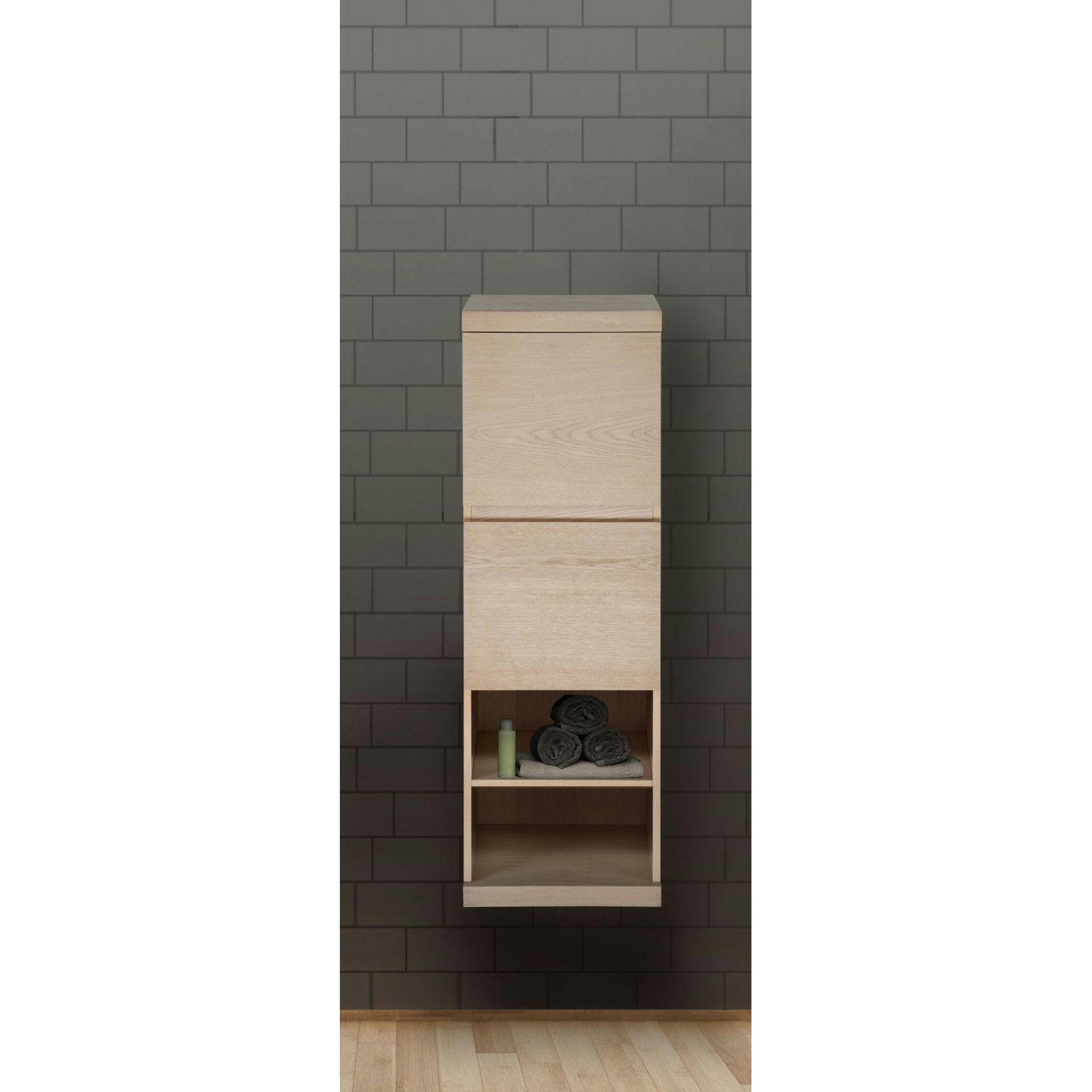 ENIO - Colonne de salle de bain suspendue chêne  120cm avec niche