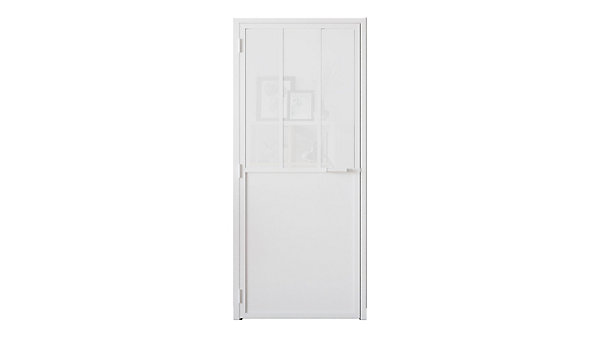 Bloc Porte Atelier H. 204 X 93 X 3 cm cadre en aluminium blanc et verre Depoli blanc Poussant Droit
