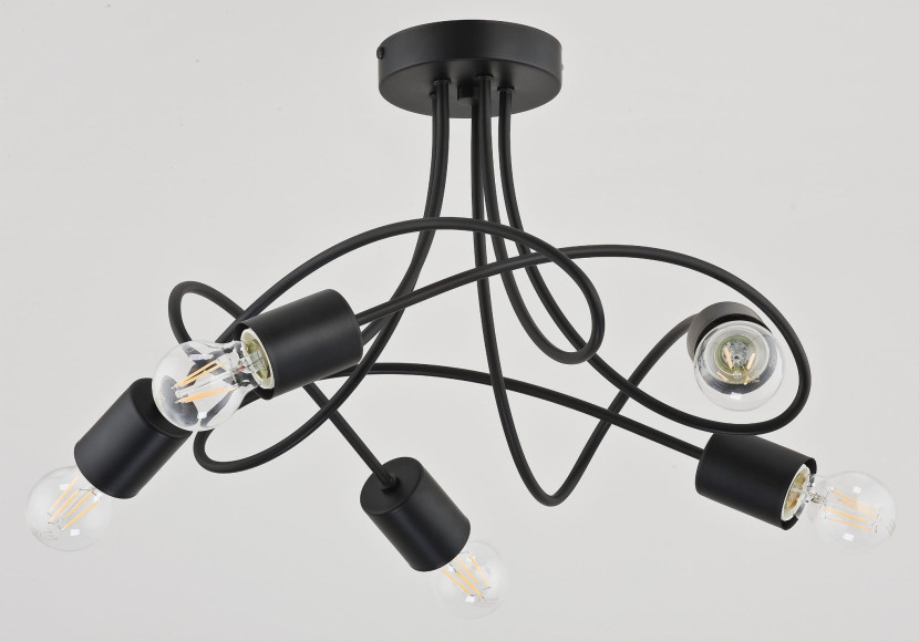 Lampa sufitowa czarna TARGO 5xE27x60W wym: 29x49x49 cm Alfa