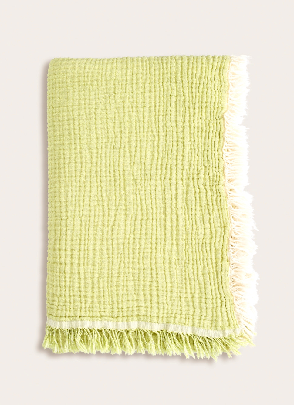 PLAID EN GAZE DE COTON VERT ANIS