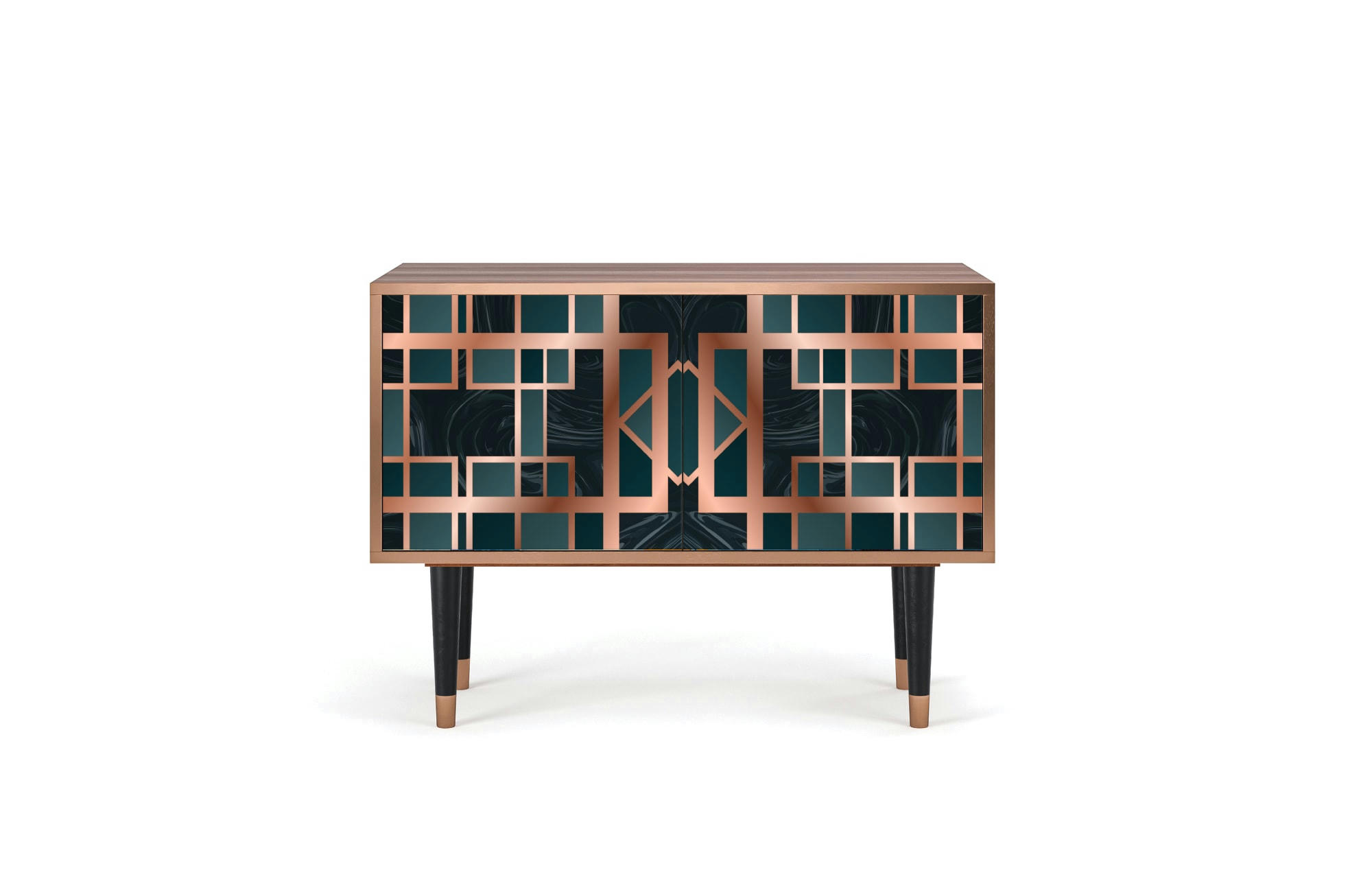 EMERALD METRO - Buffet bas  bleu-vert 2 portes L 94 cm