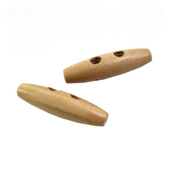 Hemline Natural Wooden Toggles 50mm 2 Pack