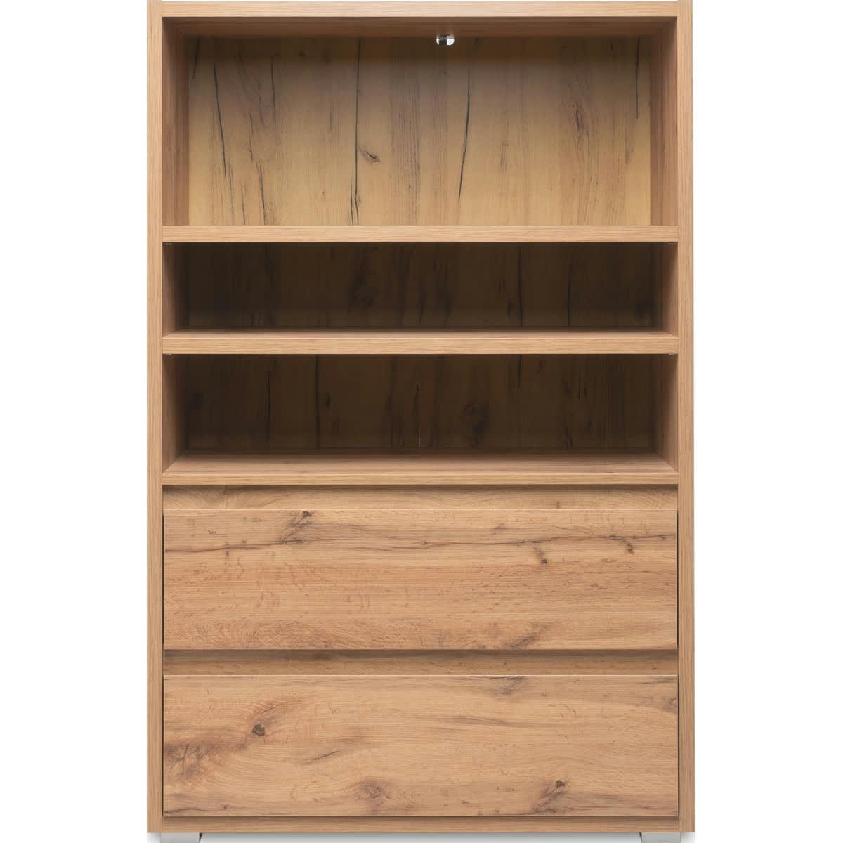 MEDEA - Bibliothèque 2 tiroirs effet chêne 85 cm
