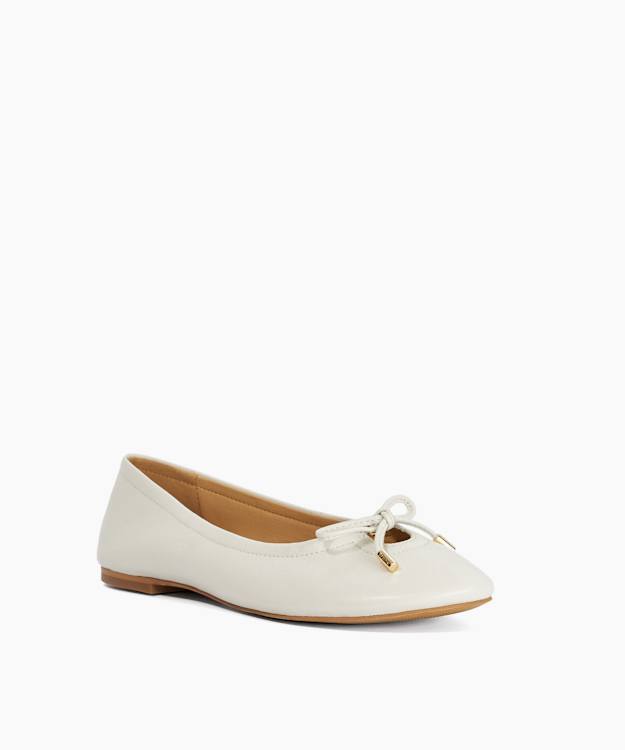 Hali Ecru - Leather Cut Out Ballet Flats