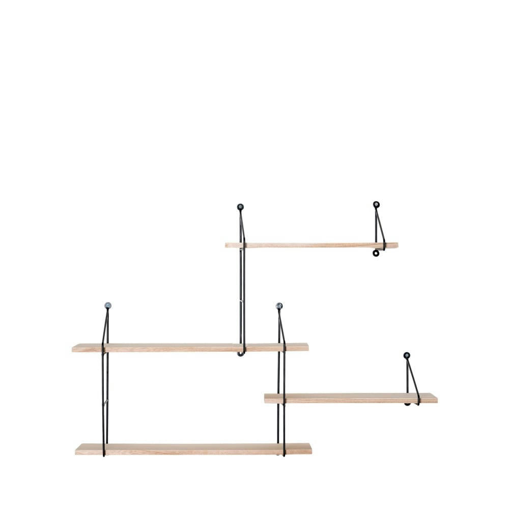 HARLEM - Étagère murale en métal et bois clair