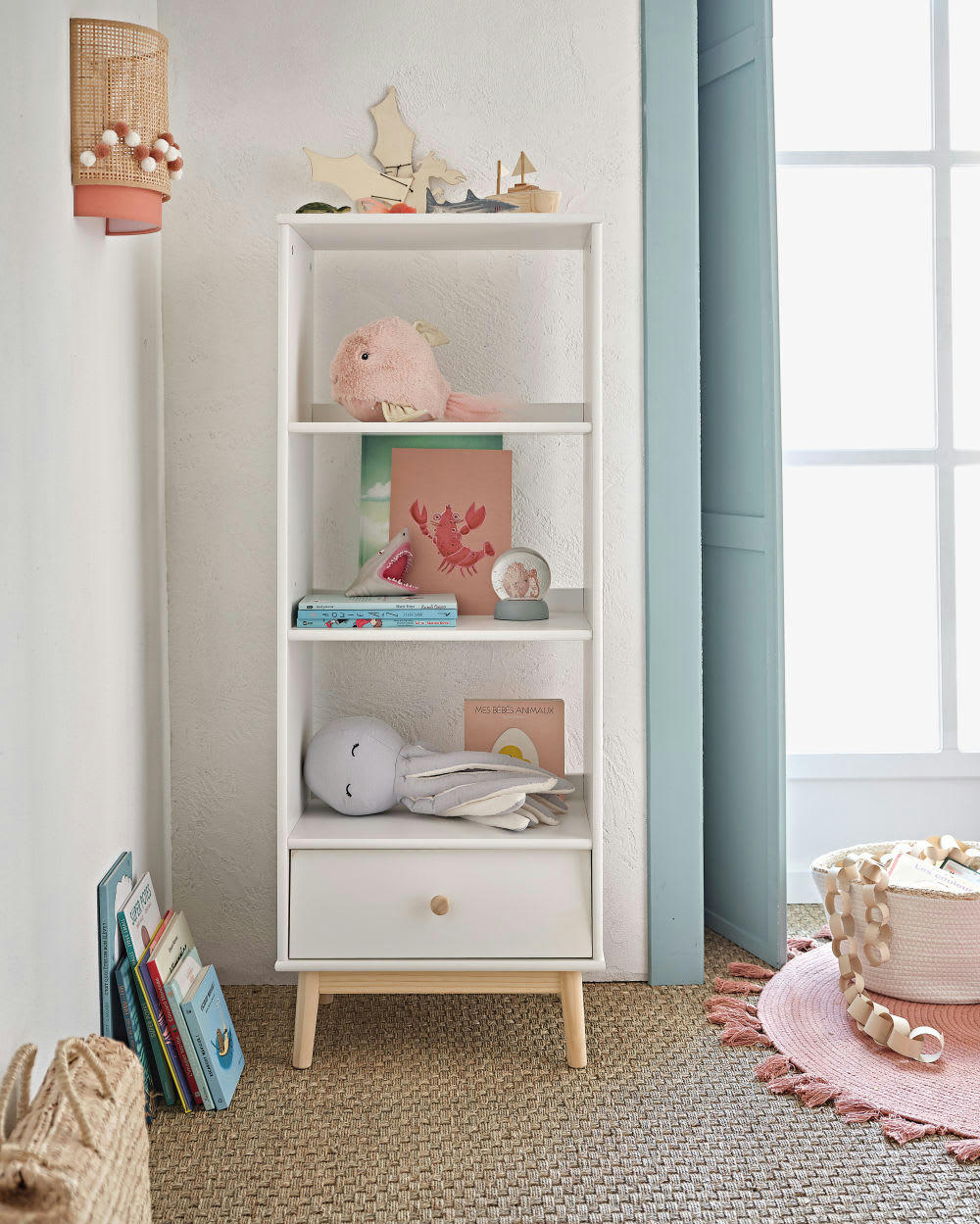 SAINT MALO - Boule à neige coquillage et hippocampe rose et bleu